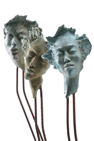 Rosa Segura, Flower I, II III, Bronze/Iron Base, 68H x 9W x 9D In.