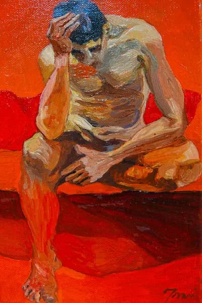 Yovani Bauta, Thinker 2015, Oil on Canvas, 8H x 10W In