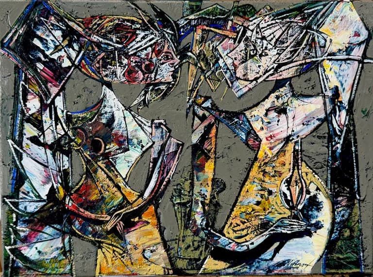 Fredy Villamil, Los que cruzan la luz / Those Who Cross the Light, 2025, Oil in Canvas, 12H x 16W In