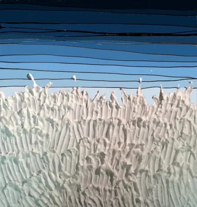 Enrique Machado, Blue Beach, Resin, Silicone, Acrylic and Oil on Wood, 24H x 32W In