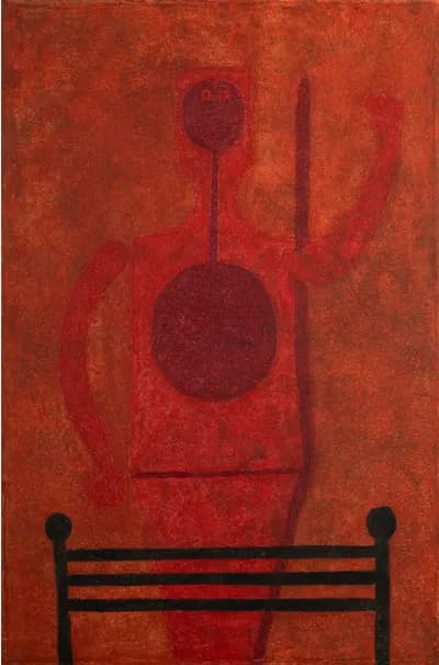 Rufino Tamayo, Hombre en Rojo 1977, Mixograph on Paper. Ed. 85/100, 47 1/2 x 31 1/2 In