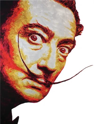 Havi Schanz, Dali, acrylic with spatula on blueprint on canvas