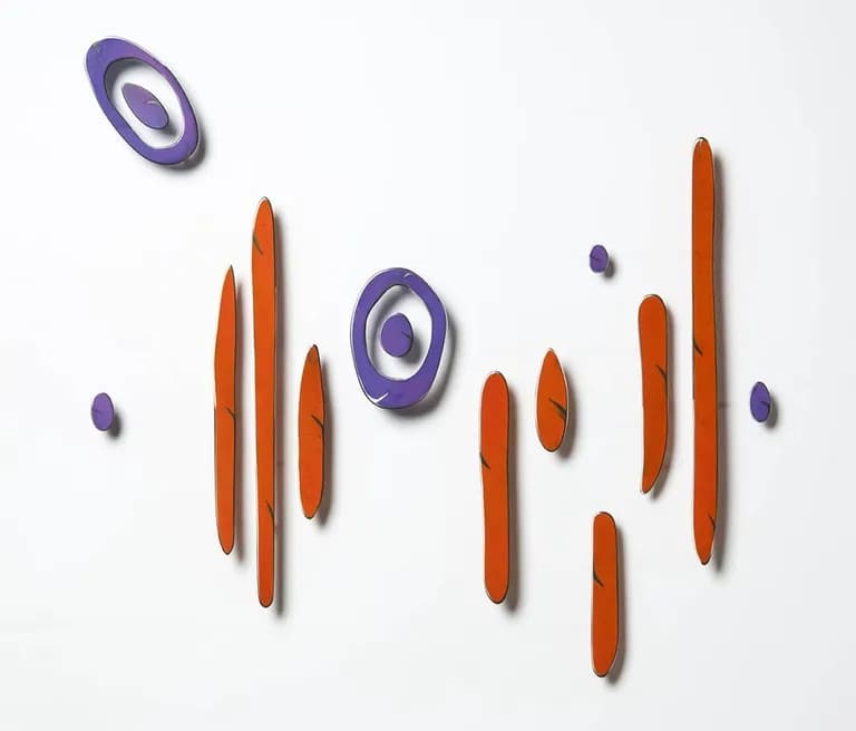 A painted steel wall work by Carolina Sardi