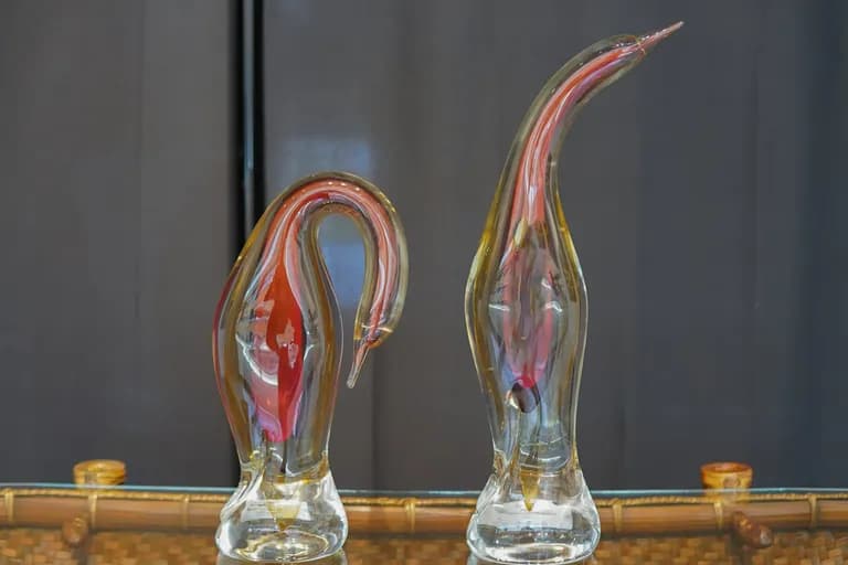 Set of Two Glass Birds