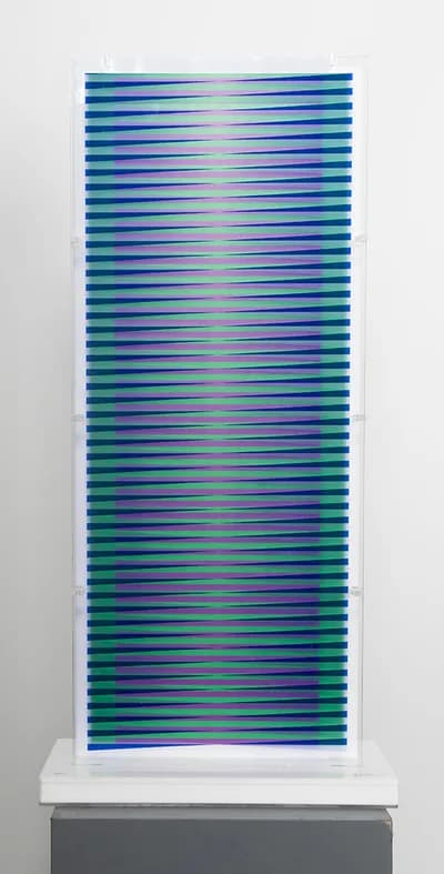 Hugo Diaz, Purple Tower, 2023, 1/50, Plexiglass, 25H x 10 1/4W x 3D In
