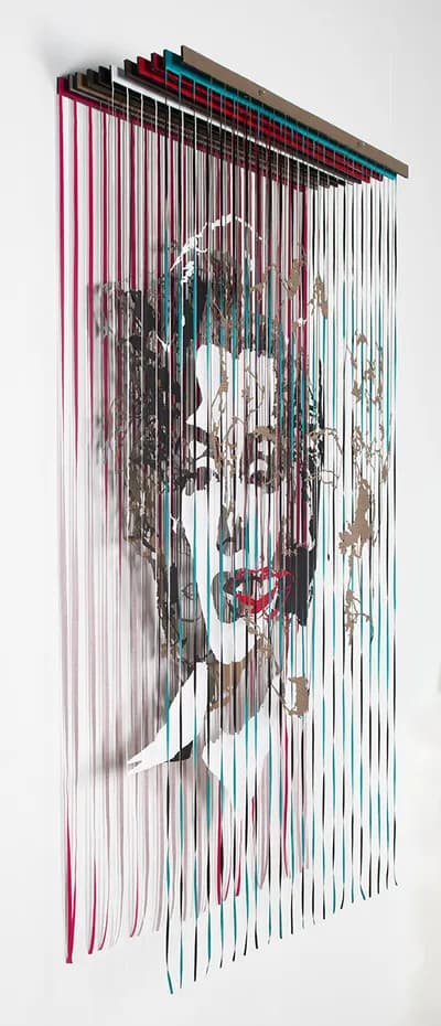 Javier Guadalupe, Marilyn, 2022, textile collage, seen from the side