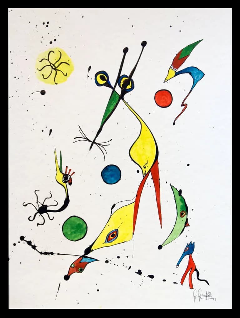 Karl Kueffel, Mask and Bird, 1996, acrylic and watercolour on paper