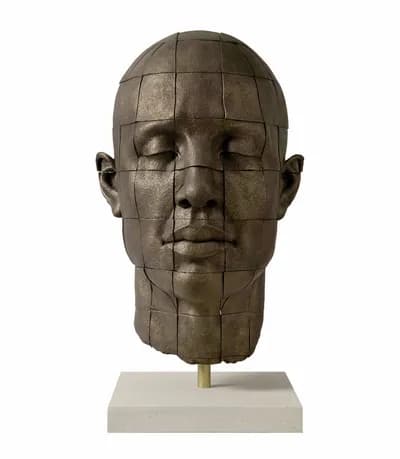 James Mathison, Head with Squares, 2014, bronze