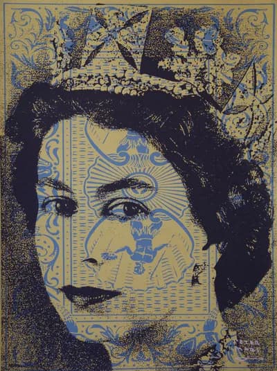 Peter Mars, God Save The Queen, Mixed Media on Paper, 30 x 40 In