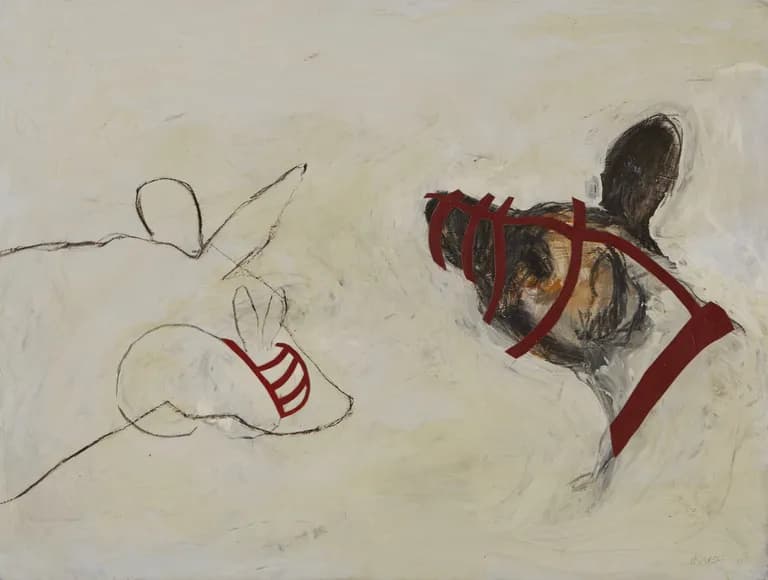 Lorna Marsh, Cage Series #7, 2003, (Cage Series), Mixed Media on Canvas, 40 x 30 In