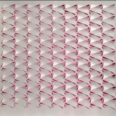 Ben Abounassif, a pink relief panel of repeated folded forms