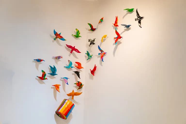 Ancizar Marin, Birds Installation, Fiberglass, Carpaint, Dimensions Vary
