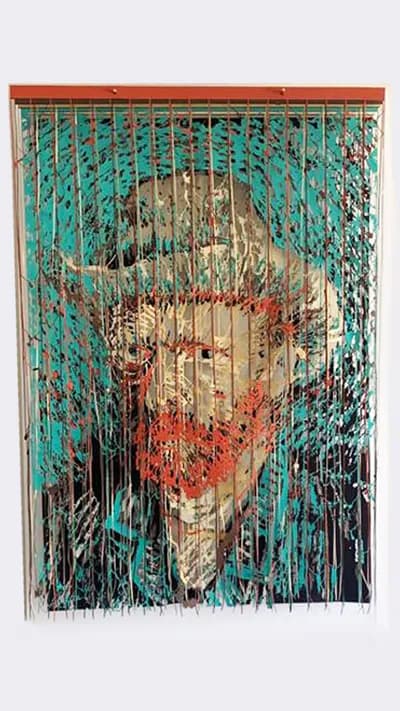 Javier Guadalupe, Vincent Effect, 2022, Textile Collage, 51.18 x 35.43 x 10 In