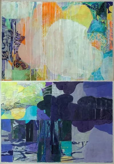 Keiko Hara, Verse Ma and Ki 1, mixed media on paper, a diptych
