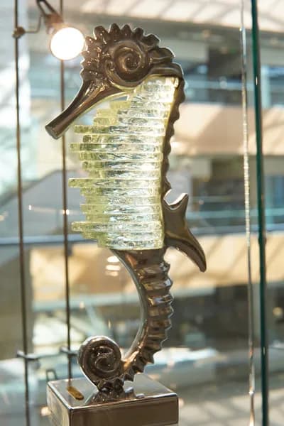 Apostol, Seahorse, Chrome/Glass, 11H x 5.5W x 2.5D In