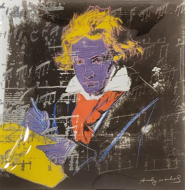 Rosenthal Studio, Glass Dish signed by Andy Warhol Beethoven, 12 X 12 X 1 In. SOLD