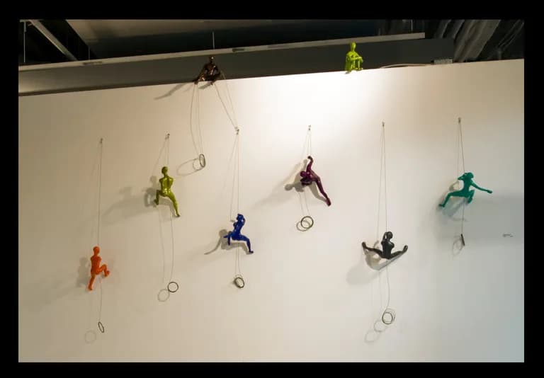 Ancizar Marin, Set of 8 Climbers Installation, Car Paint on Fiberglass, Dimensions Vary
