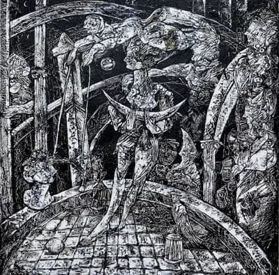 Fredy Villamil, Luna, 2023, oil on canvas, 36 by 36 inches