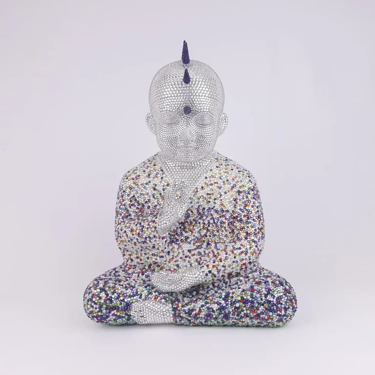 Metis Atash, J’adore Dior, 2025, Fiberglass, Acrylic Paint, 40,000 Swarovski Crystals, 17.5 x 14 x 12 In