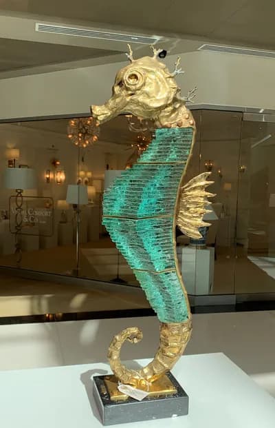 Apostol, Sea Horse, Crystal & Bronze 22 3/4 x 9 x 4 In