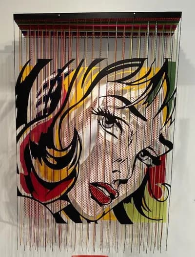 Javier Guadalupe, My Favorite Blondie, homage to Lichtenstein, 2022, textile collage