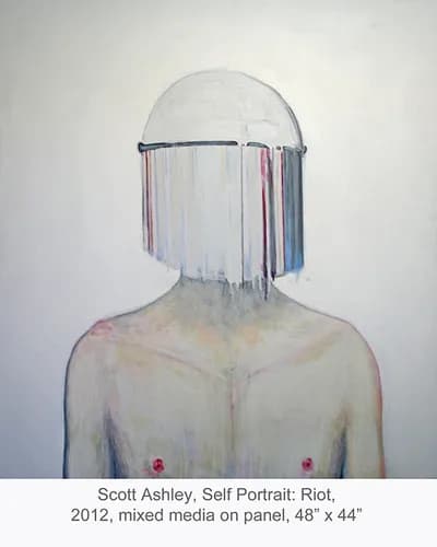 Scott Ashley, Riot, 2012, Mixed Media on Wood, 48 x 42 in