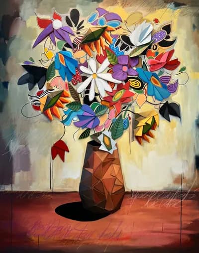 Tomaso Albertini, Flowers, 2023, cardboard and acrylic on canvas