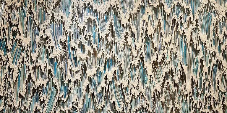 Enrique Machado, Blue and Gray Shade, resin, silicone, acrylic and oil on wood