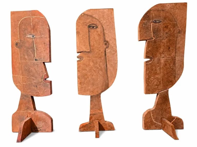 Arturo Morín 3 Sentinels (Double Painted Heads) Tryptic