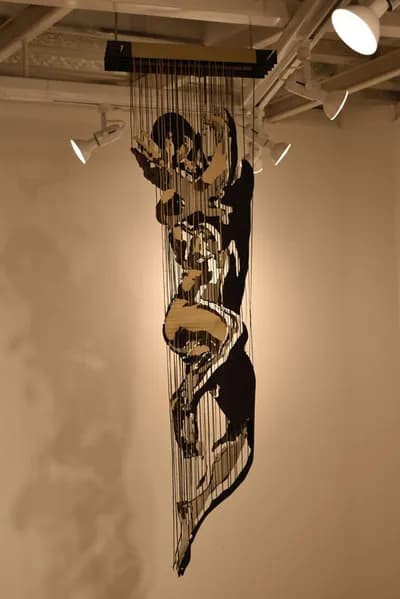 Javier Guadalupe, Girl with Tears III, 2025, textile collage installation