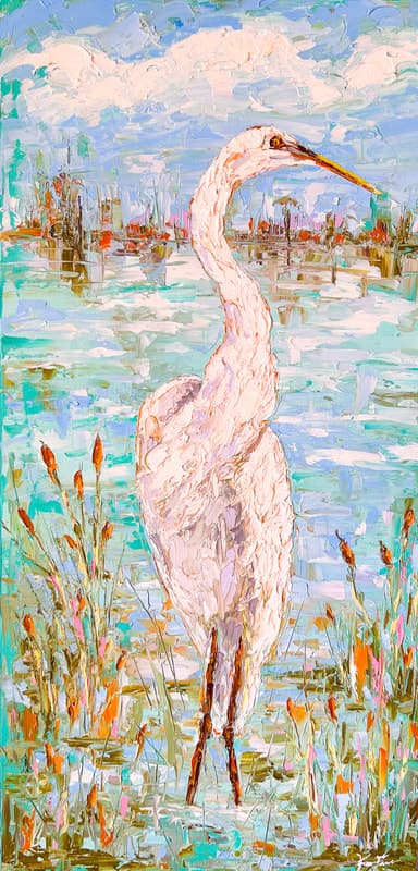 Ken Fraser, Bird Stance, Oil on Canvas, 30H x 15W In