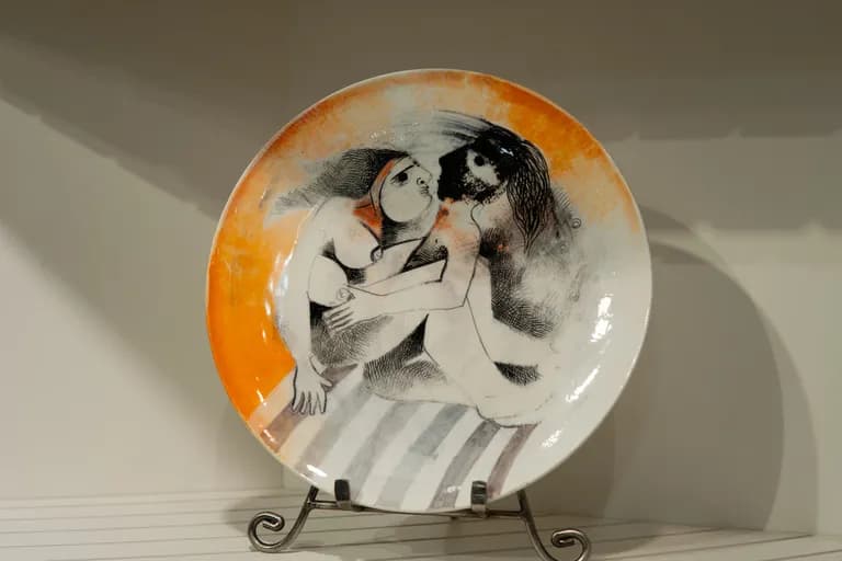 Orested Gauihiac, Hand Painted Ceramic Plate, 11H x 11W