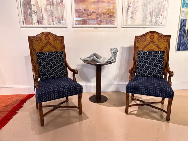 2 French Country Cavers Luis XV, Custom Upholstery Chairs set of two
