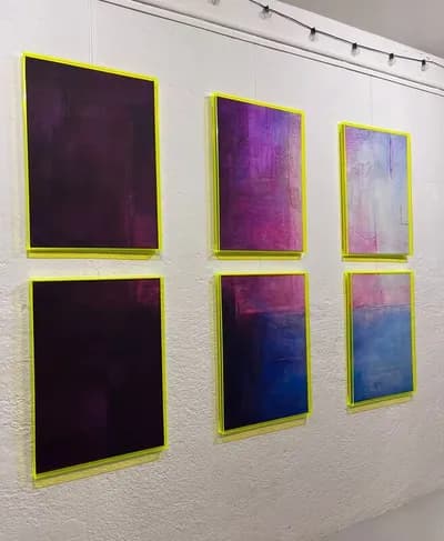 Fee Gunkel, Pulse Tune Series, 2022, Photograph, Stitching, and Acrylic on Canvas, 19 3/4 x 28 1/2 In. each panel