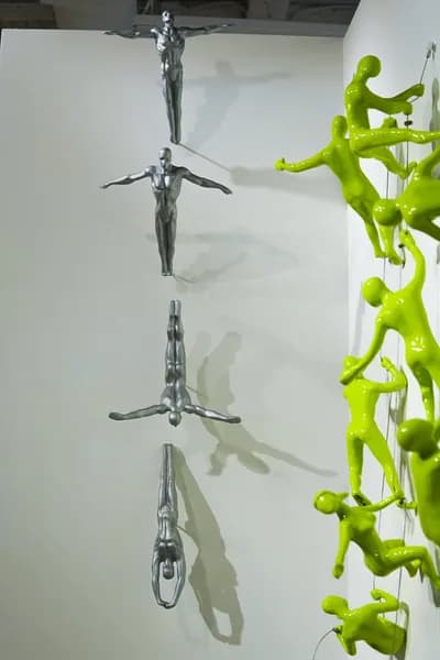 Ancizar Marin, Set of 4 White Divers Installation, Car Paint on Fiberglass, Dimensions Vary. - Set of Climbers Installation, Car Paint on Fiberglass, Dimensions Vary