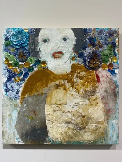 Lorna Marsh, Dance Me Doll II, 2016, Mixed Media on Wood, 18H x 18W 2.5D In