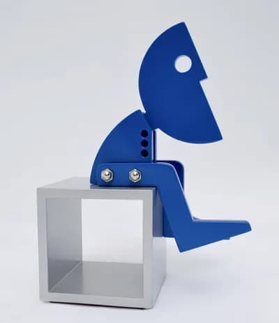 Jorge Blanco, Thinker on the clear cube, AP, 2022, Painted acrylic, 29 ¼ x 12 x 21 ¾ In