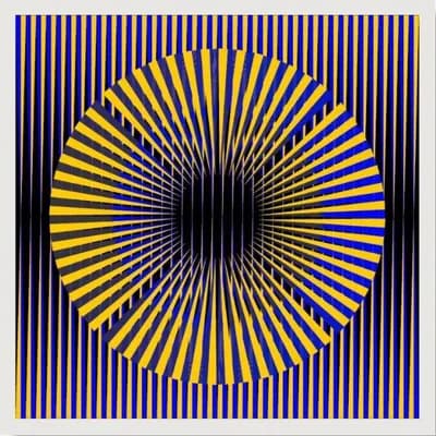 Hugo Diaz, Gold and Blue Eye, 2017, Mixed Media on Plexiglass, 24 x 24 In