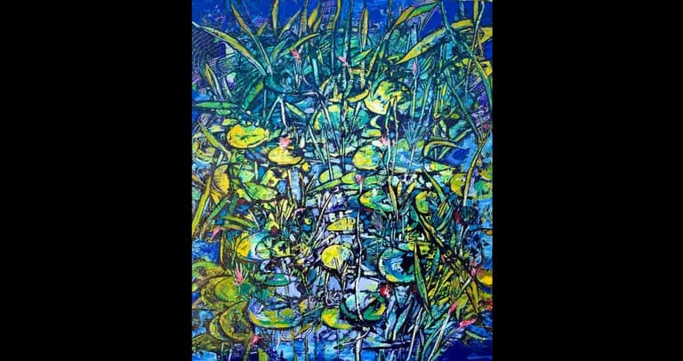 Fredy Villamil, The embrace of the Lake, 2023 Oil on Canvas 24 × 20 In