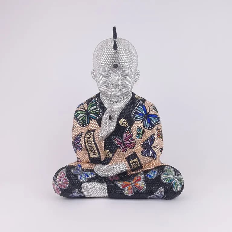 Metis Atash, McQueen Butterflies, 2025, Fiberglass, Acrylic Paint, 40,000 Swarovski Crystals, 17.5 x 14 x 12 In