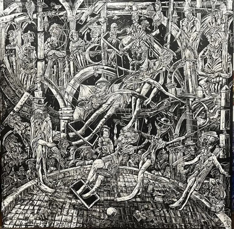 Fredy Villamil, Strangers In The Night II, 2021, oil on canvas, 78 by 78 inches