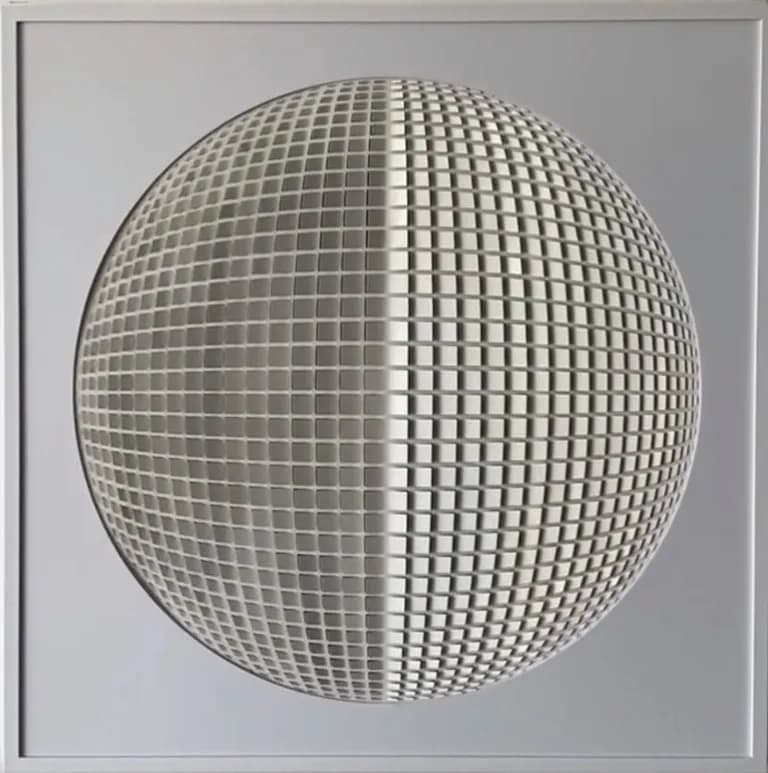 Ben Abounassif, Geometric Movements, Paper and Acrylic Paint, 19 x 19 In