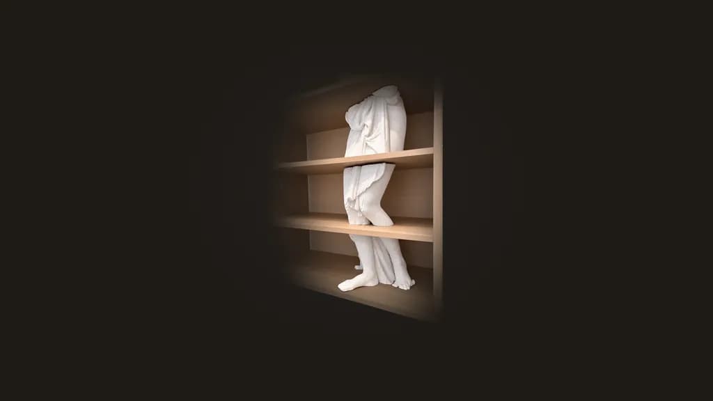 Daniele Fortuna, Aphrodite Venus: the hips and legs in stepped drapery, a bare foot on the lowest shelf