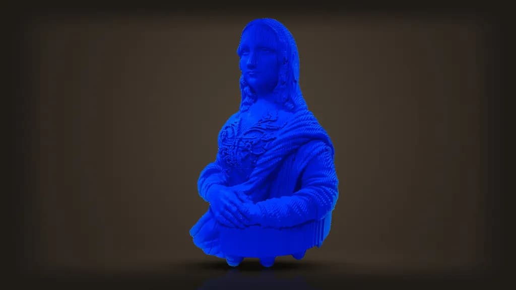 Daniele Fortuna, Monalisa, turned to three quarters: the blue layered figure in the round