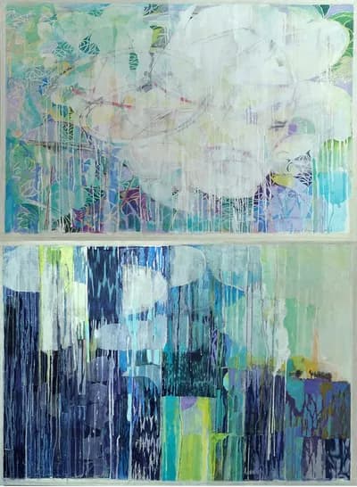 Keiko Hara, Verse Ma and Ki II, Diptych, Paper & Mixed Media on Board, 62 x 45 ½ x 75 In