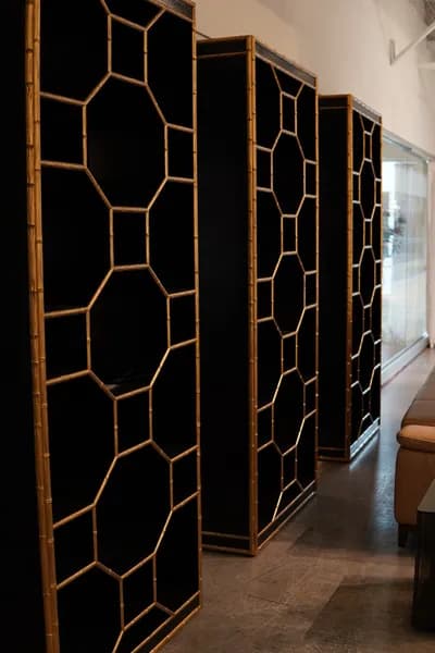 3 Gold and Mirrors Bookcases, 93H x 42W x 13D In