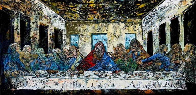 Fredy Villamil, The Last Supper, 2026, oil on canvas, 33 by 66 inches