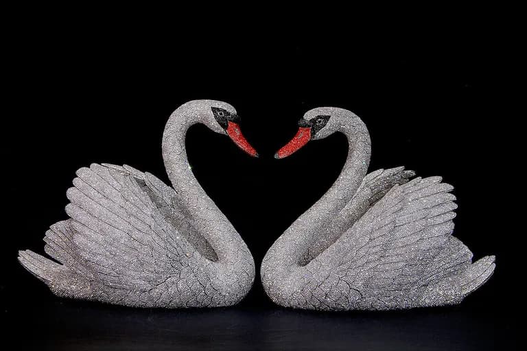Clarita Brinkerhoff, Swans, 22,854 Preciosa crystals on each swan
