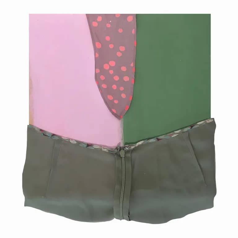 Patricia Schnall Gutierrez, Clothes Collage #1, 2018, Clothes and Mixed Media on Wood Panel, 17.5 x 17.5 In