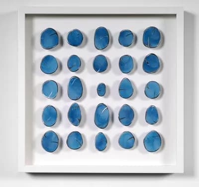 Carolina Sardi, Bright Blue in a Box, 2007, Painted Steel in a Wood and Plexiglas Frame, 23H x 23W x 3D In